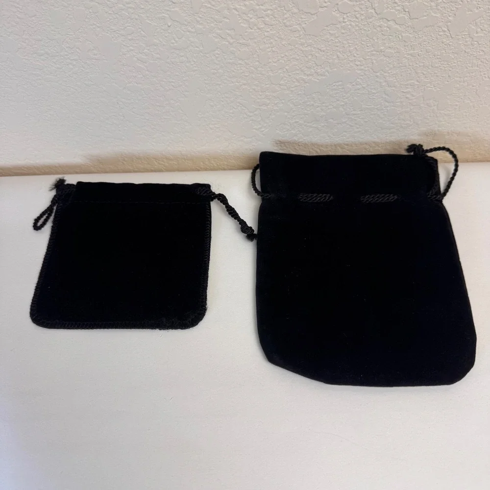 Swarovski Dust Bags Lot of 2 Black Velvet Drawstring Jewelry Pouches Vintage